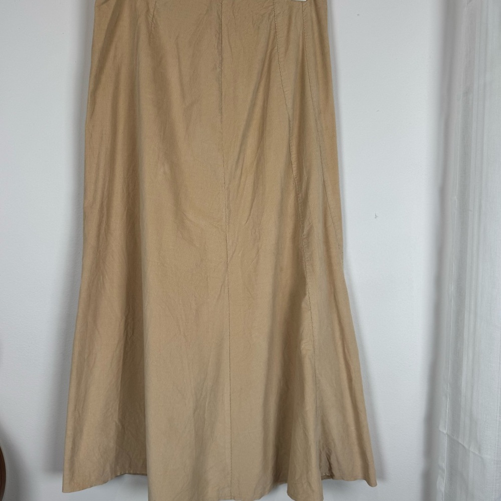 Cato Khaki Cotton Maxi Skirt Tan A-Line Flare Casual Size 8